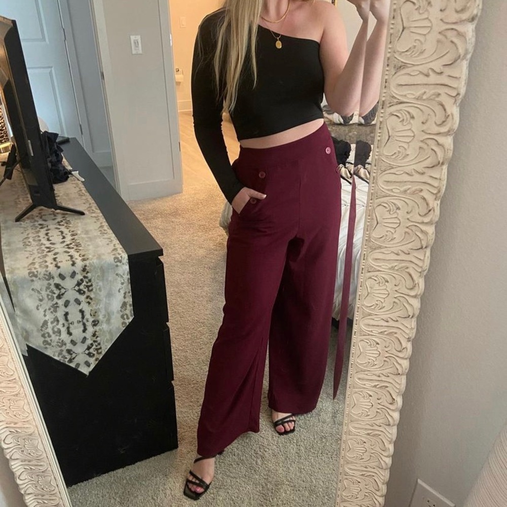 Maroon Wide Leg Pants
